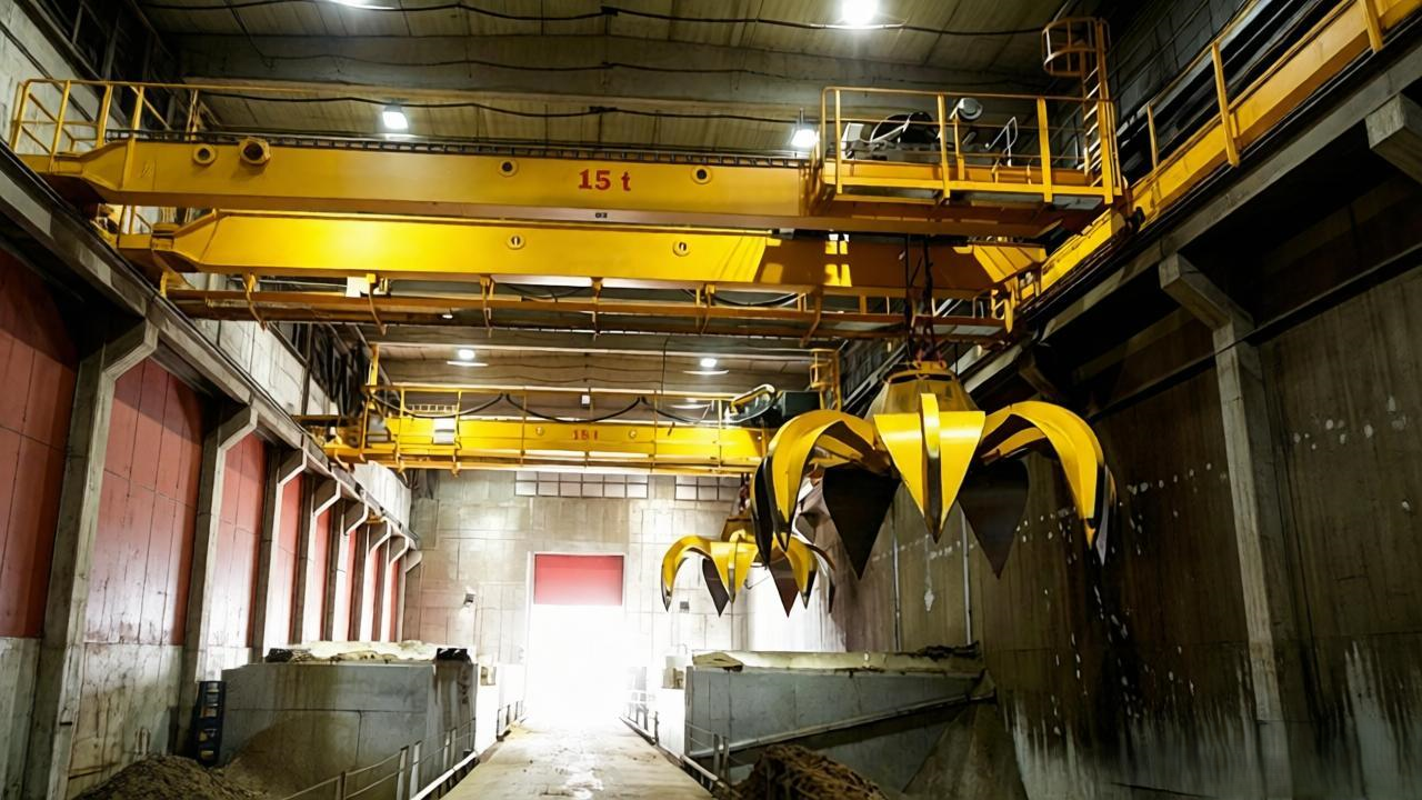 double rope grab crane